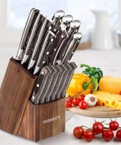 Kitchen Knife Set 16-Piece Built-in Sharpener and Wooden Block