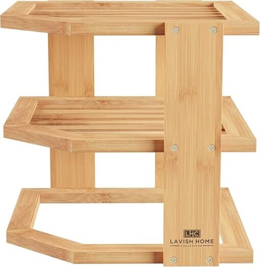 Lavish Home 3-Tier Bamboo Corner Shelf