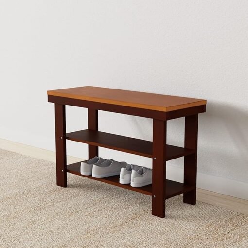 Basics Solid Pine Wood Entryway Shoe Rack